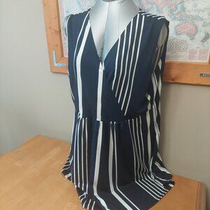 Bella Flore Plus Size Navy and White Striped Women's Tank Top Size 3X